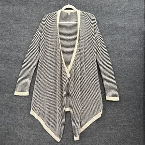 Eileen Fisher Womens Longline Cardigan Sweater Sz S Black White Organic Cotton